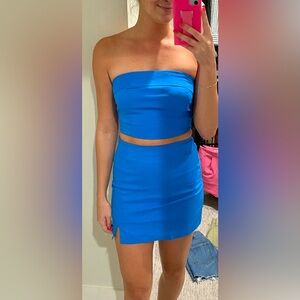 Blue Women's Mini Skirt and Sleeveless Top Set